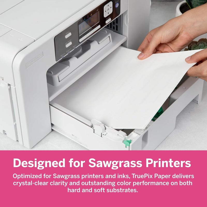 Sawgrass ورق السوبليماشن TruePix - 8.5 × 11 بوصة، 100 ورقة، ورق نقل حراري لطابعات السوبليماشن SG500 و SG1000 - يعمل على الأسطح الصلبة والناعمة - ألوان زاهية - Image 2